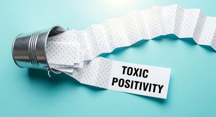 A roll of toilet paper with the words toxic positivity written on a piece of paper attached to it