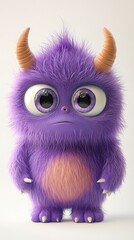 Fototapeta premium Adorable purple monster cartoon character design.