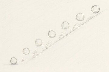 Pencil Sketch of Bouncing Spheres on an Incline