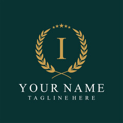 Initial letter I justice legal law firm logo design, leaves and star graphic concept