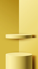 minimal abstract 3d podium stage in yellow background for modern product display mockup luxury showcase clean design presentation studio template branding marketing and advertising