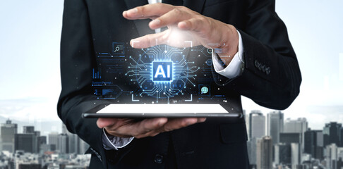 A futuristic AI core processor and system analytics dashboard. This concept highlights the raw processing power of AI for deep data analysis, system diagnostics, and global network monitoring. Fermion