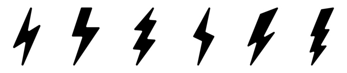 simple black lightning icon on white background