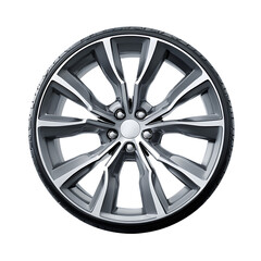 Obraz premium Car wheel isolated on transparent background with a complex multi spoke design