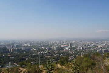 Fototapeta premium Panorama view from Kok Tobe Hill Park Almaty