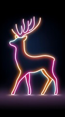 Surreal digital Vibrant Neon Deer Silhouette with Abstract Glowing Design visual composition