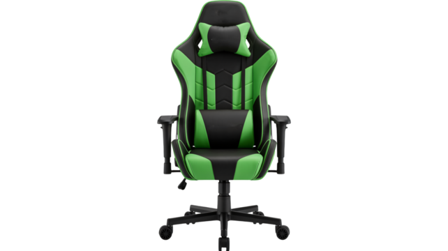 Ergonomic gaming chair, vibrant green and black, for comfort