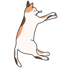 Relaxed sleeping calico cat illustration
