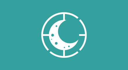 Crescent moon icon inside incomplete circular frame on teal backdrop used for apps or websites