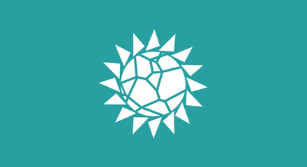 Shattered Sphere Abstract Symbolizing fragmentation on teal. Graphic design element, icon for science, climate or technology uses
