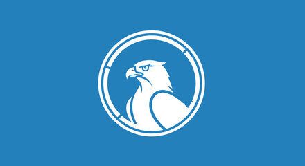 White eagle in circle on solid background. Use as logo or symbol