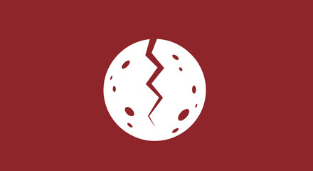 Cracked sphere on red background, possibly an egg shattering, suitable for conceptual messaging on resilience