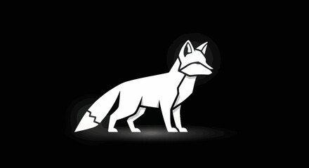 Low poly fox standing in a black background, used for logo design or illustration