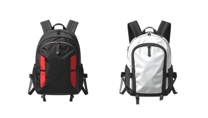 "Realistic Vector Illustration of Black and White Backpacks Isolated on White Background for Travel, Fashion, and School Design"