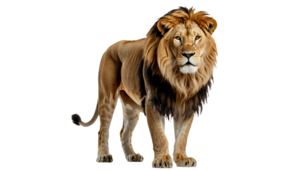 Majestic lion stands confidently, a symbol of power and strength