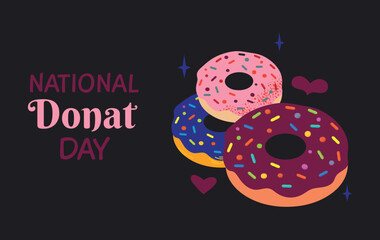 National Donut Day card banner invitation poster illustration
