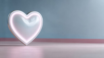 Glowing pink heart symbolizes love mental health and self care. beautiful concept of romance and affection on simple background for valentine day and well being