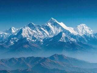 Obraz premium Premium Authentic Himalayan Mountain Range in Nepal Inspiring Snow-Capped Peaks and Scenic Views for Travel Marketing and Adventure Social Media Campaigns