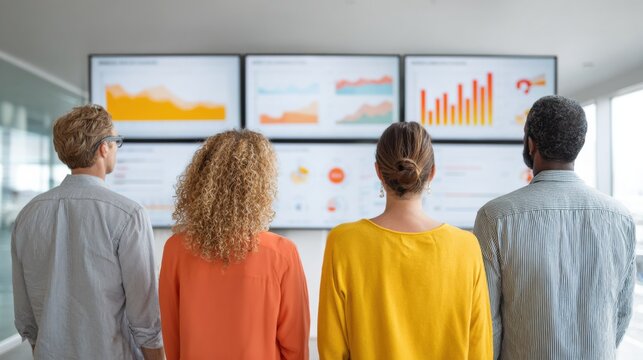 Modern Diverse Hybrid Team Collaborating on Performance Analytics Dashboard Professional High-Quality Business Content for Marketing Campaigns - Powered by Adobe