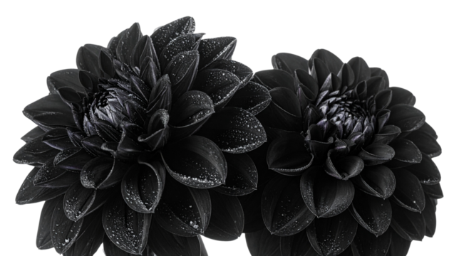 "Realistic Vector Illustration of Black Dahlia Flowers Isolated on White Background for Elegant and Decorative Floral Design"