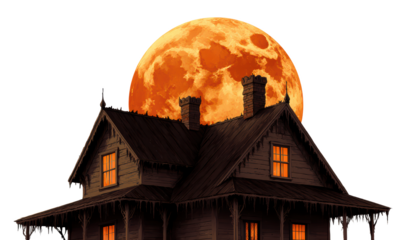 Haunted House Under a Blood Moon