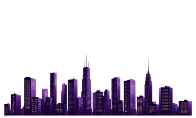 Purple Cityscape Silhouette Under a Gradient Sky