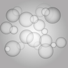 Overlapping White Bokeh Circles – Soft Gradient Light Background, Abstract Transparent Bokeh Effect – Blurred Light Circles, Soft Bokeh Glow – White Overlapping Circles On Gray Gradient