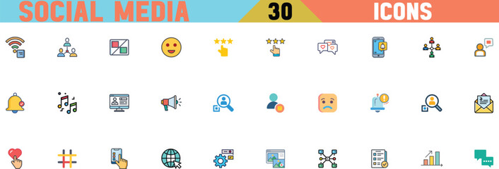 Diverse social media icons collection for web and app design projects vector