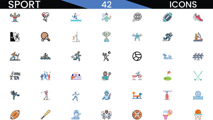 Diverse collection of sport icons representing various athletic activities and competitions vector