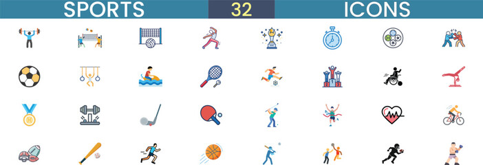 Diverse sports icons representing various athletic activities and competitions vector