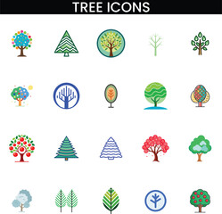 Collection of various tree icons representing nature and growth concepts vector