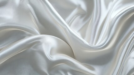 Obraz premium Silky White Fabric Draped Elegantly, Showcasing Soft Folds and Smooth Texture Under Soft Light in a Serene Setting