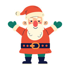 Modern Flat Design of Jolly Santa Claus for Holiday Greetings
