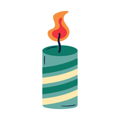 Flat Vector Illustration of Glowing Christmas Candles in Festive Setting