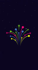 Colorful Fireworks Bursting in Night Sky.