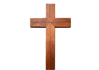 Wooden cross isolated on a transparent or white background