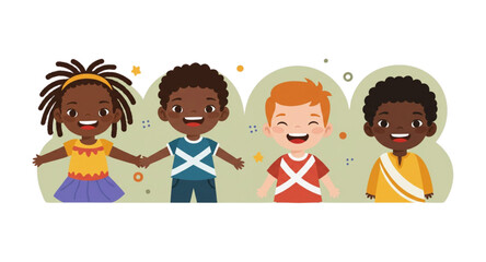 happy children with their hands