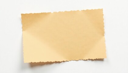 Obraz premium Jagged, light brown cardboard piece against pure white backdrop , grunge, isolated