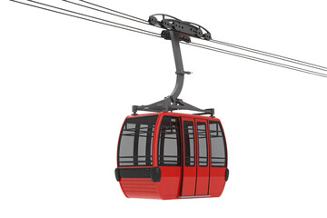 Modern red cable car suspended on cables transport system © Stock Haven