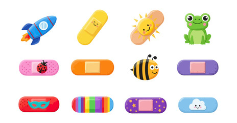 Colorful cartoon band aids