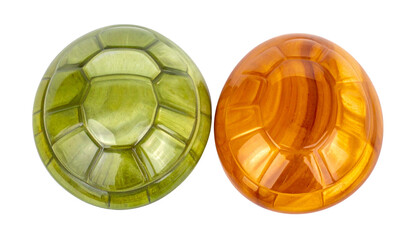 "Realistic Vector Illustration of Amber and Green Polished Gemstones Isolated on White Background for Jewelry and Decorative Design"