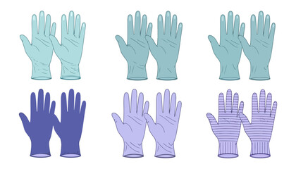 Various types of protective gloves
