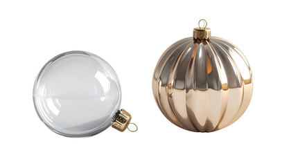 "Realistic Vector Illustration of Elegant Christmas Ornaments Isolated on White Background for Holiday and Festive Decoration Design"