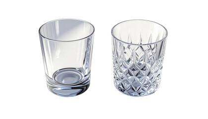 "Realistic Transparent Vector Illustration of Empty Crystal Glasses Isolated on White Background for Drinkware, Beverage, and Bar Design"