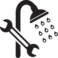 wrench and screwdriver with shower water dropping vector illustration for plumber general work