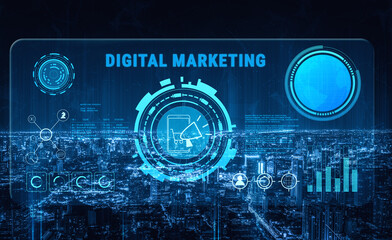 Digital marketing strategy for online business promotion and advertising. A concept of campaign...