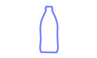 Blue neon bottle frame on White background 