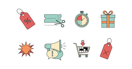 Flat design shopping icons