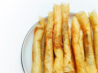 A Stack of Perfectly Fried Pisang Aroma Banana Lumpia Sweet Crispy Indonesian Treat
