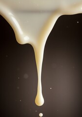 Creamy White Liquid Dripping in Slow Motion with Dark Background